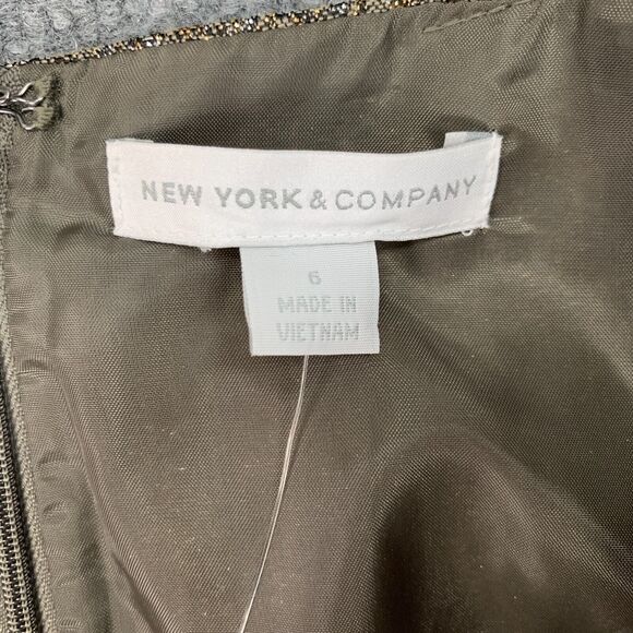 New York & Company Metallic Pencil Skirt Womens 6 Gold Silver Flecks Back Zip - Picture 5 of 12